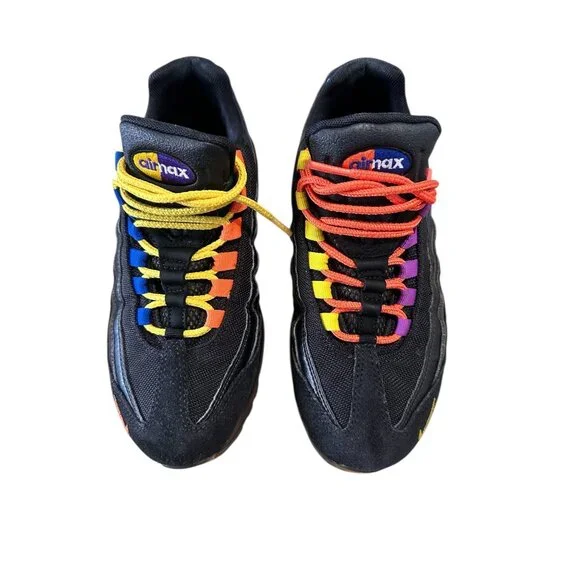 RARE Nike Air Max 95 Premium NY vs LA Shoes Mens 6.5 Women 8 Black Suede Leather - Picture 2 of 16